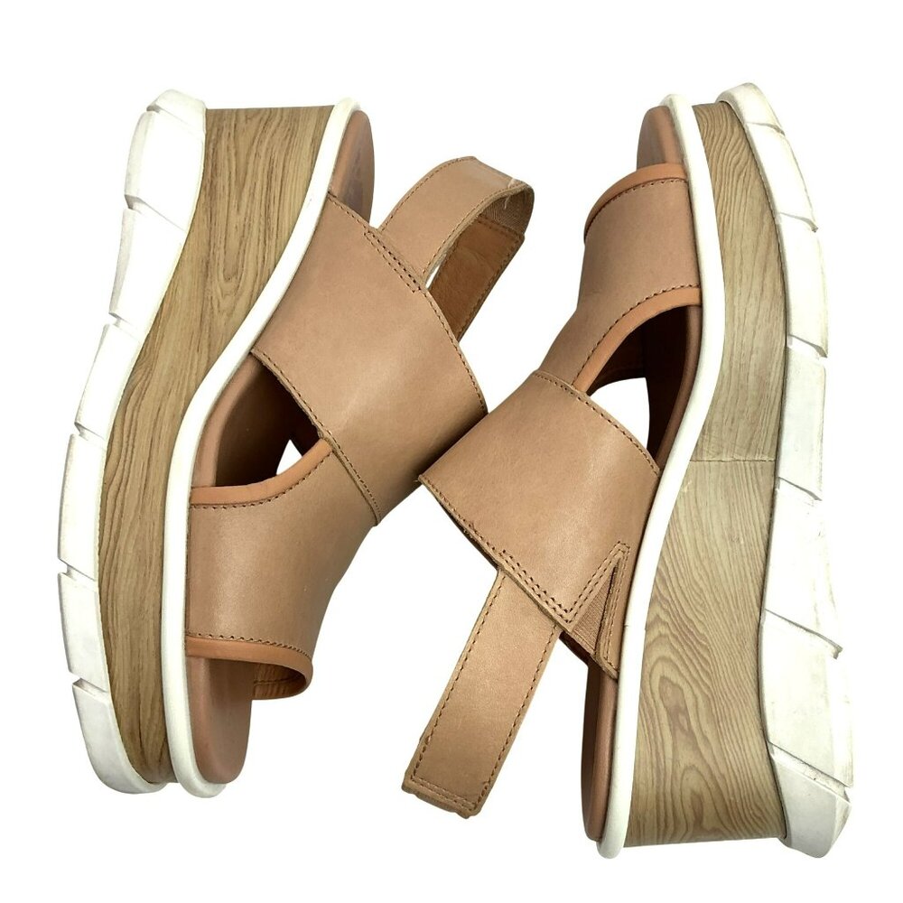 Sorel Joanie lll Slingback Wedge Leather Platform Sandals Womens 7.5 Beige - Picture 5 of 13